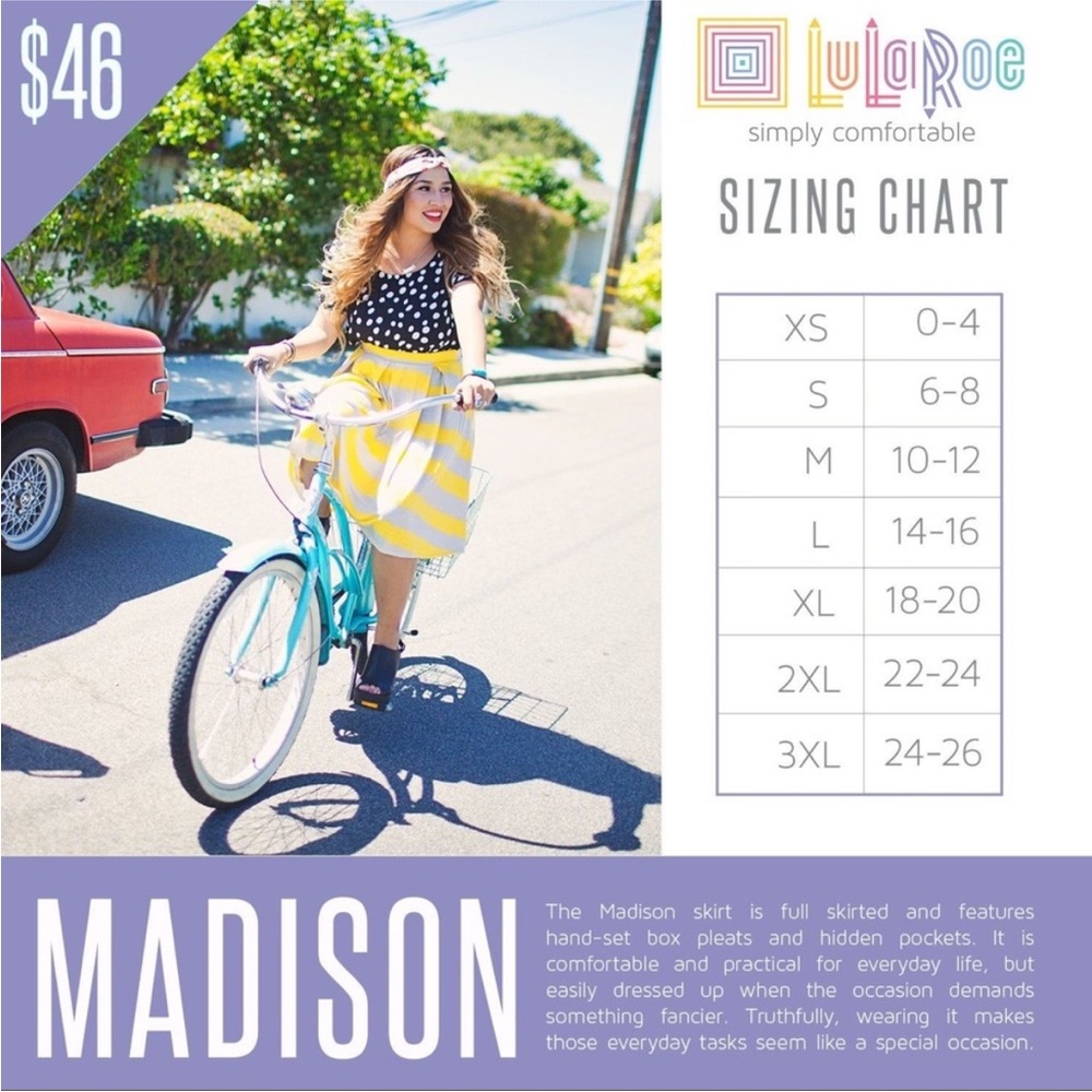 Pleated Bird Skirt With Pockets LuLaRoe Madison - Picture 9 of 9
